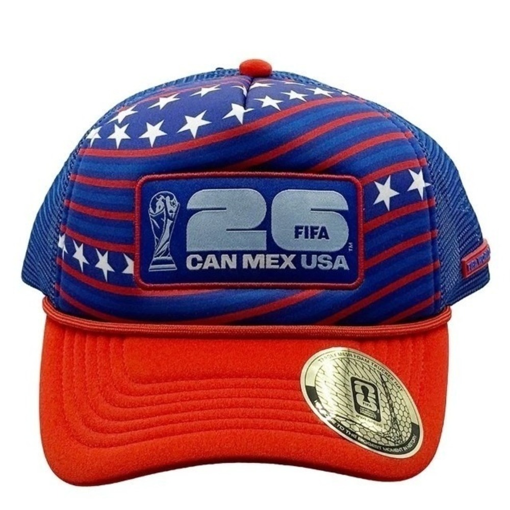 FIFA World Cup 2026 Official Trucker Hat USA Soccer Snapback Cap Red Blue NWT
